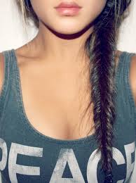 fish tail braid with a peace shirt